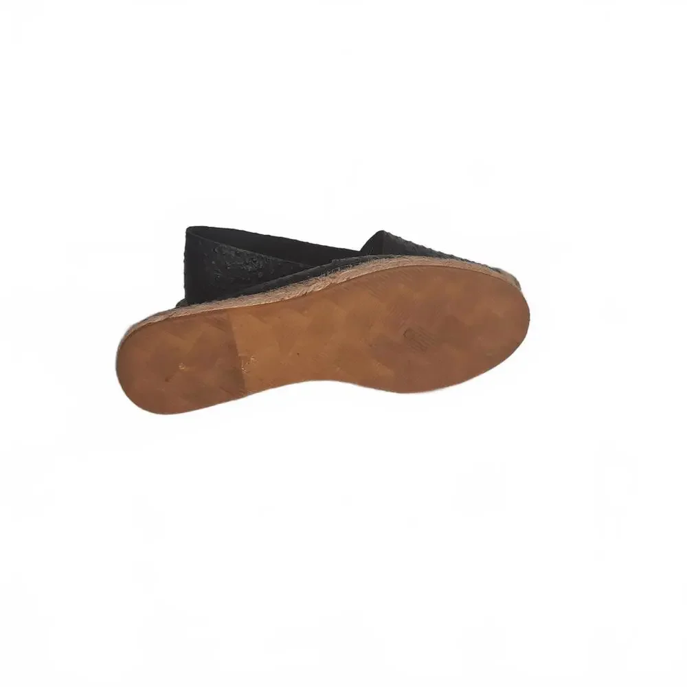 Fabiolas Black Pebbled Espadrille Slip-Ons Women's‎ Size 41 Made in Spain
